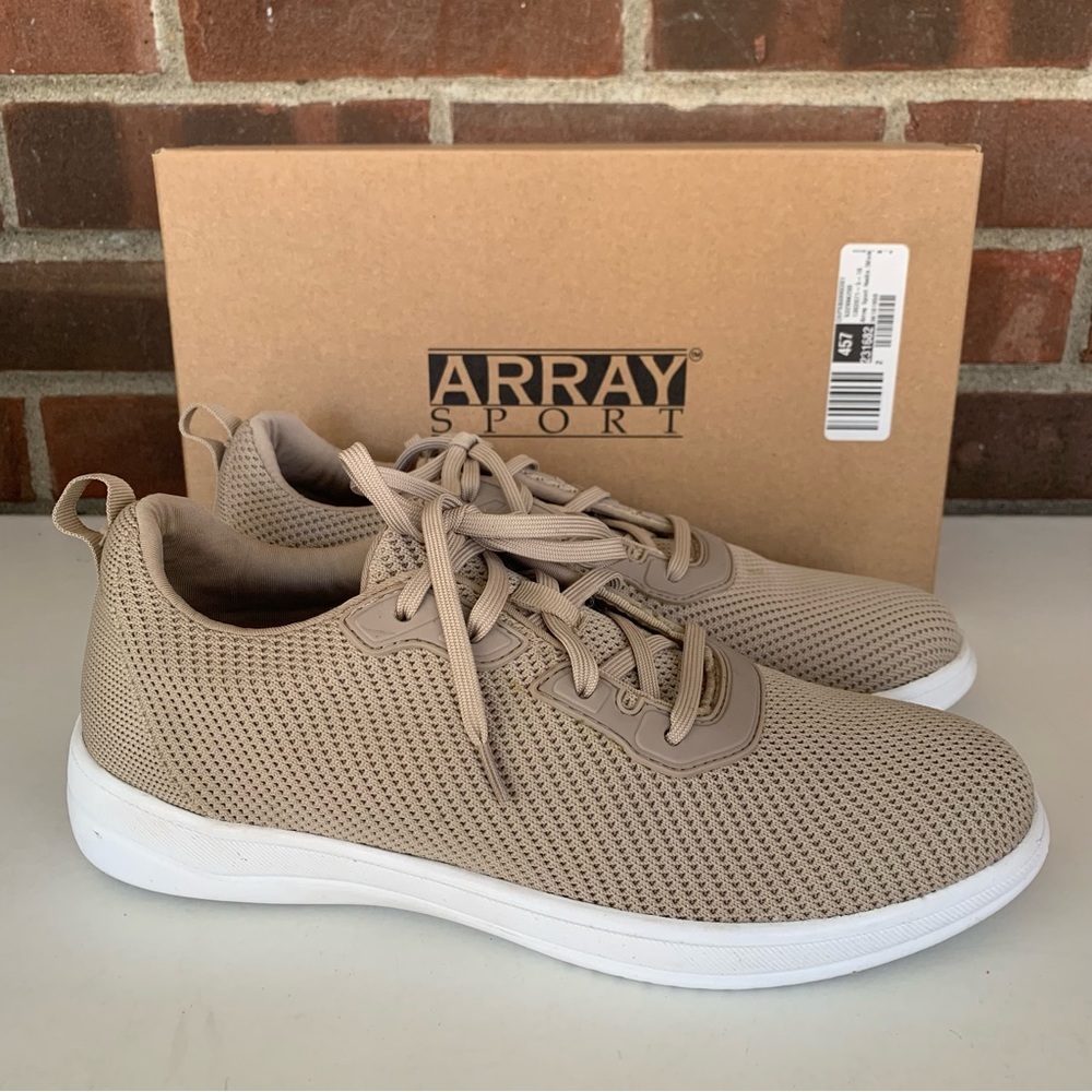 Array Womens Nadia Taupe Fabric Lace Up Sneakers Shoes US 9 M